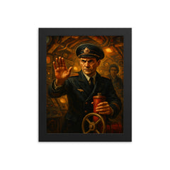Vasily Arkhipov refusing nuclear launch in submarine framed print on a plain backdrop in size 8"x10".