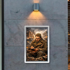 Vasily Grossman amid Stalingrad ruins writing notes poster 2