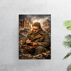 Vasily Grossman amid Stalingrad ruins writing notes poster 7