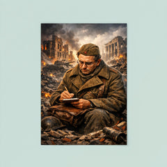 Vasily Grossman amid Stalingrad ruins writing notes poster 8