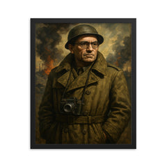 Vasily Grossman in war correspondent coat framed print on a plain backdrop in size 16"x20".