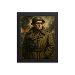 Vasily Grossman in war correspondent coat framed print on a plain backdrop in size 8"x10".