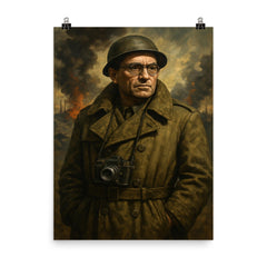 Vasily Grossman in war correspondent coat poster on a plain backdrop in size 8"x10".