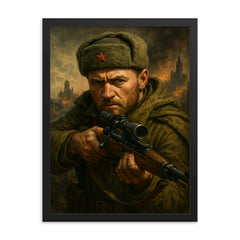 Vasily Zaitsev framed print on a plain backdrop in size 18"x24".