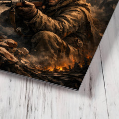 Vasily Zaitsev in ruined Stalingrad chimney shadows metal print mockup