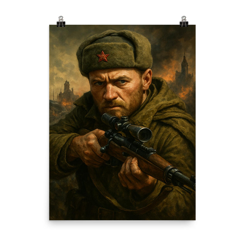 Vasily Zaitsev poster on a plain backdrop in size 8