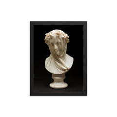 Veiled Lady by Raffaelo Monti, 1860 framed print on a plain backdrop in size 12"x16".