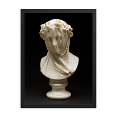 Veiled Lady by Raffaelo Monti, 1860 framed print on a plain backdrop in size 18"x24".