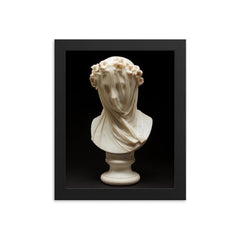 Veiled Lady by Raffaelo Monti, 1860 framed print on a plain backdrop in size 8"x10".