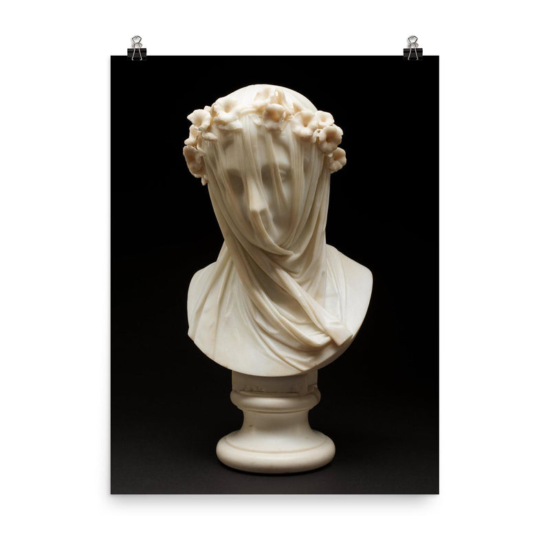 Veiled Lady by Raffaelo Monti, 1860 poster on a plain backdrop in size 8