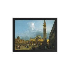 Venice - Piazza San Marco with the Basilica and Campanile by Canaletto framed print on a plain backdrop in size 12"x16".