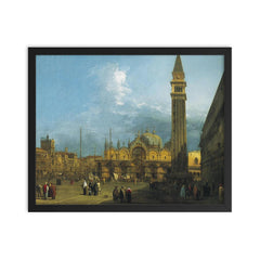 Venice - Piazza San Marco with the Basilica and Campanile by Canaletto framed print on a plain backdrop in size 16"x20".