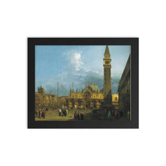 Venice - Piazza San Marco with the Basilica and Campanile by Canaletto framed print on a plain backdrop in size 8"x10".