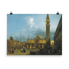 Venice - Piazza San Marco with the Basilica and Campanile by Canaletto poster on a plain backdrop in size 8"x10".