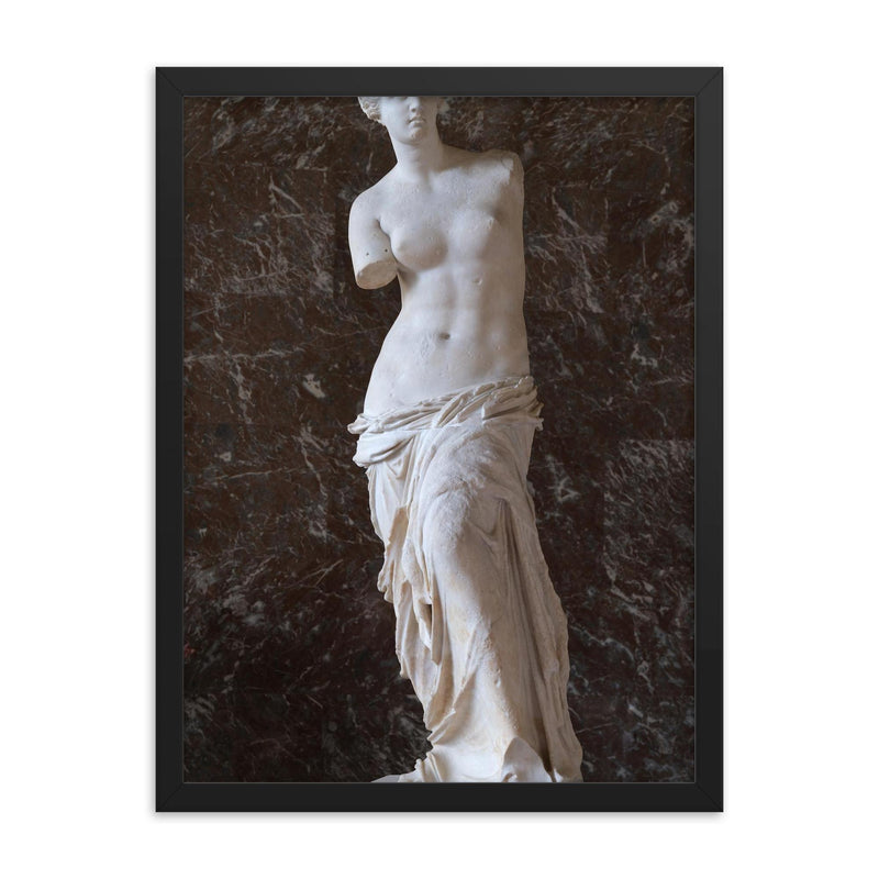 Venus de Milo framed print on a plain backdrop in size 18