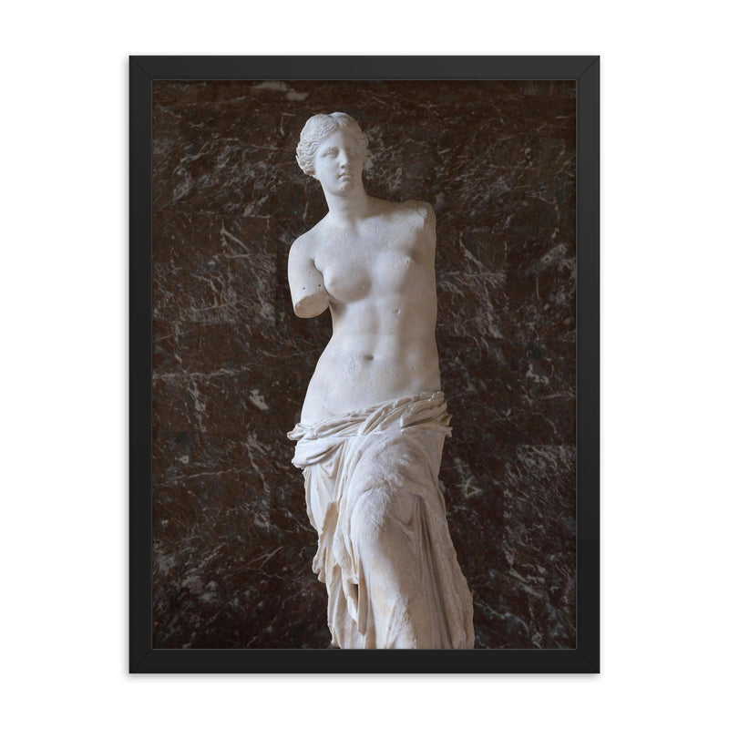 Venus de Milo photograph framed print on a plain backdrop in size 18