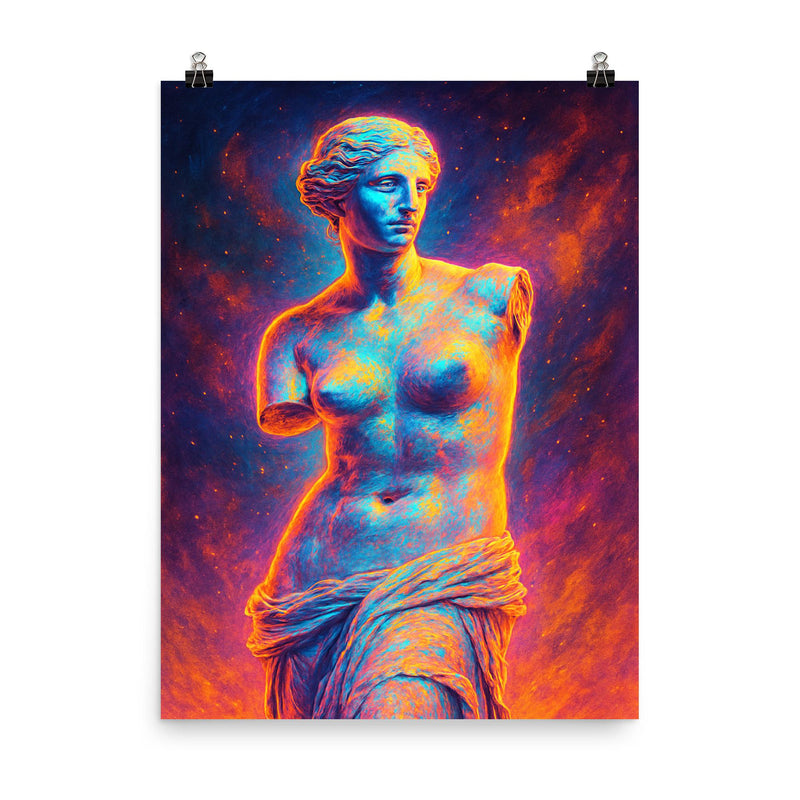 Venus de Milo poster on a plain backdrop in size 8