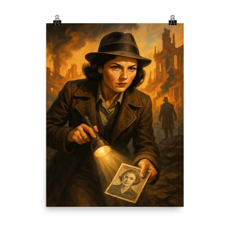 Vera Atkins hunting vanished wartime agents poster on a plain backdrop in size 8