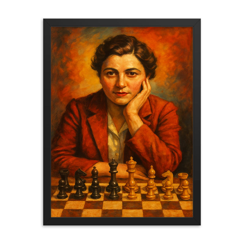 Vera Menchik framed print on a plain backdrop in size 18