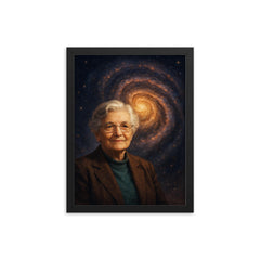 Vera Rubin before spiraling dark matter galaxy framed print on a plain backdrop in size 12"x16".