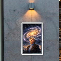 Vera Rubin beneath spiral galaxy curves poster 2
