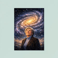 Vera Rubin beneath spiral galaxy curves poster 8