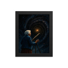 Vera Rubin confronting the dark matter galaxy framed print on a plain backdrop in size 8"x10".