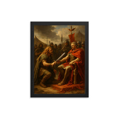 Vercingetorix surrender before Caesar framed print on a plain backdrop in size 12"x16".