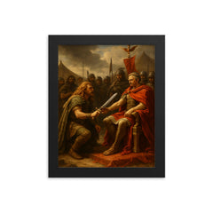 Vercingetorix surrender before Caesar framed print on a plain backdrop in size 8"x10".