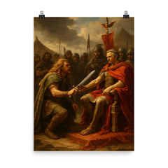 Vercingetorix surrender before Caesar poster on a plain backdrop in size 8"x10".