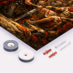Vercingetorix surrendering arms before Caesar metal print mockup