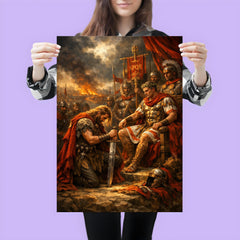 Vercingetorix surrendering arms before Caesar poster 3