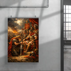 Vercingetorix surrendering arms before Caesar poster 4