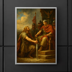 Vercingetorix surrendering arms before Caesar poster 5
