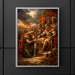 Vercingetorix surrendering arms before Caesar poster 5