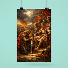 Vercingetorix surrendering arms before Caesar poster 6