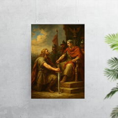 Vercingetorix surrendering arms before Caesar poster 7