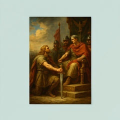 Vercingetorix surrendering arms before Caesar poster 8