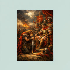 Vercingetorix surrendering arms before Caesar poster 8
