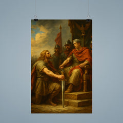 Vercingetorix surrendering arms before Caesar poster 9