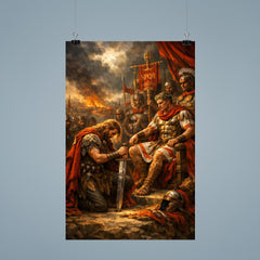 Vercingetorix surrendering arms before Caesar poster 9