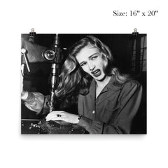 Veronica Lake Demonstrating the Risks of Long Hair for Women War Workers, November 9, 1943 poster 2