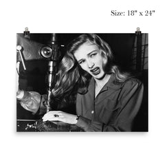 Veronica Lake Demonstrating the Risks of Long Hair for Women War Workers, November 9, 1943 poster 5