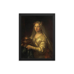 Vestal Virgin by Jean Raoux, Late 1600s framed print on a plain backdrop in size 12"x16".