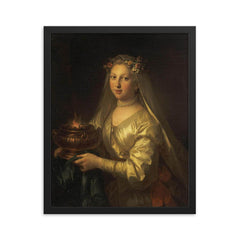 Vestal Virgin by Jean Raoux, Late 1600s framed print on a plain backdrop in size 16"x20".