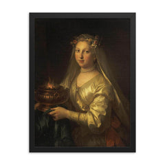 Vestal Virgin by Jean Raoux, Late 1600s framed print on a plain backdrop in size 18"x24".