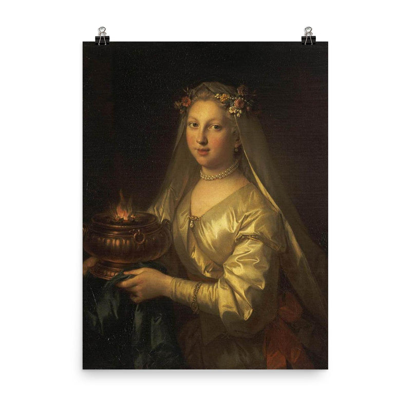Vestal Virgin by Jean Raoux, Late 1600s poster on a plain backdrop in size 8