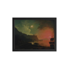 Vesuvius from Posillipo by Joseph Wright of Derby, 1788 framed print on a plain backdrop in size 12"x16".