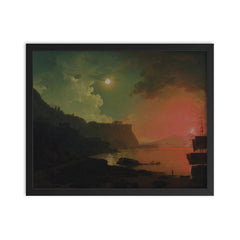 Vesuvius from Posillipo by Joseph Wright of Derby, 1788 framed print on a plain backdrop in size 16"x20".