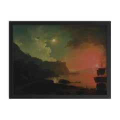 Vesuvius from Posillipo by Joseph Wright of Derby, 1788 framed print on a plain backdrop in size 18"x24".
